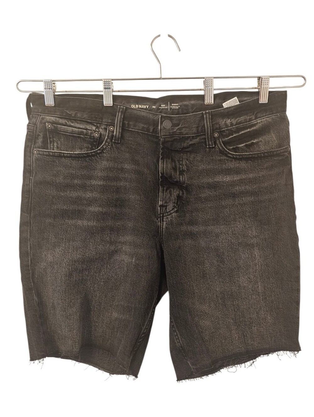 Black Old Navy Men's Slim Ripped Cut-Off Denim Shorts